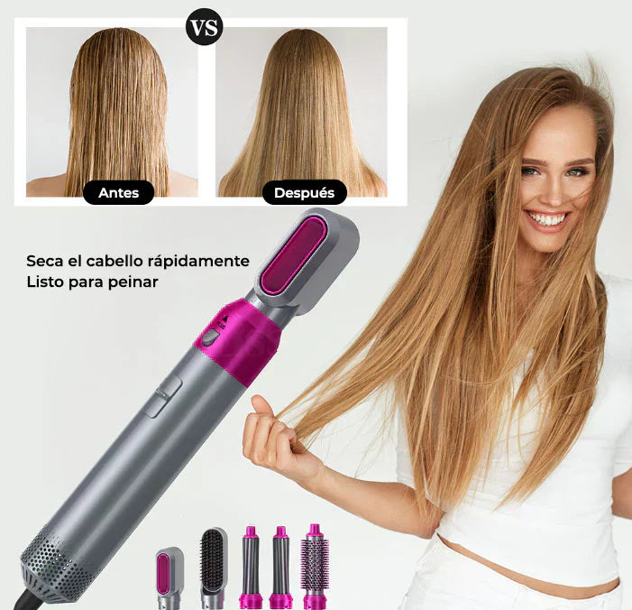 Revolution Hair 5 en 1: Cepillo y Secador Multifunción para un Peinado Profesional en Casa